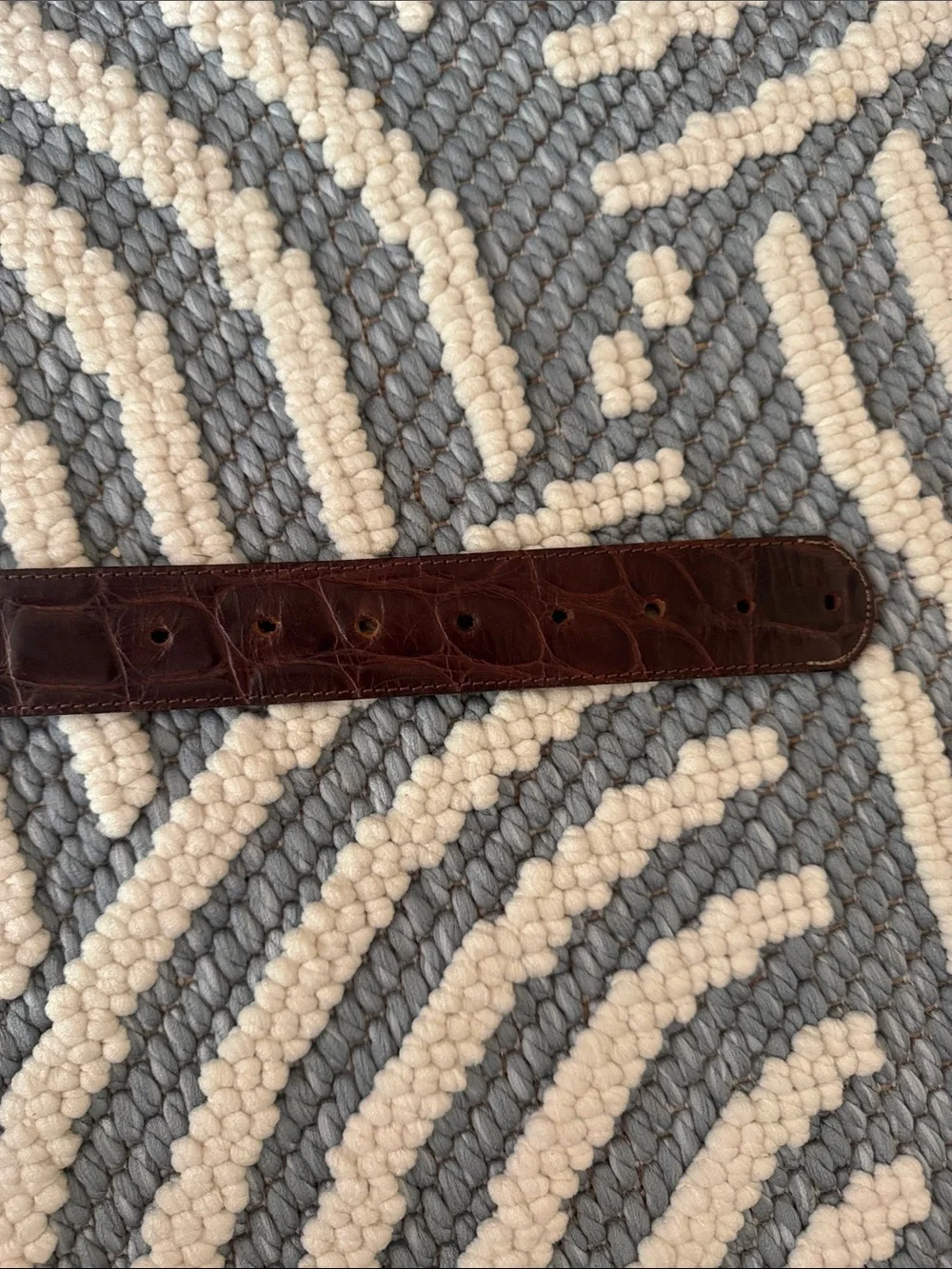 Vintage Streets Ahead Leather Belt Rare Openwork Face Buckle Brown Croc Embossed
